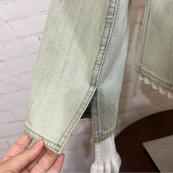 DKNY womens denim fitted blazer jacket dirty wash vintage 90s Y2K in size 6 NWT - Picture 9 of 16